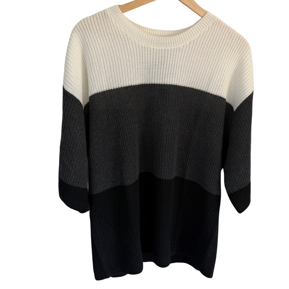Matty M Women's Colorblock Sweater - Cream, Gray, and Black